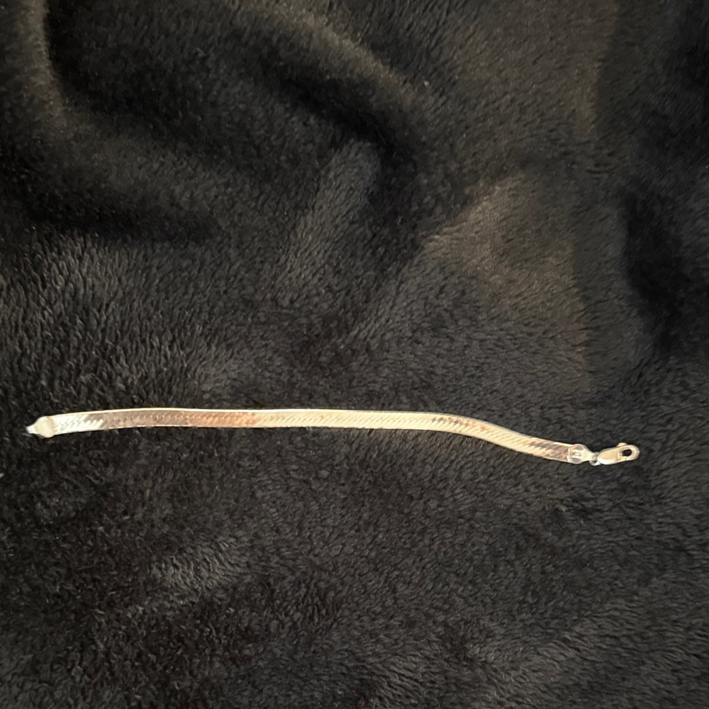 925 Italy Sterling Silver Herringbone Flat Snake Chain Bracelet